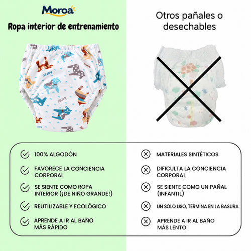 Pañales de transición reutilizables Moroa