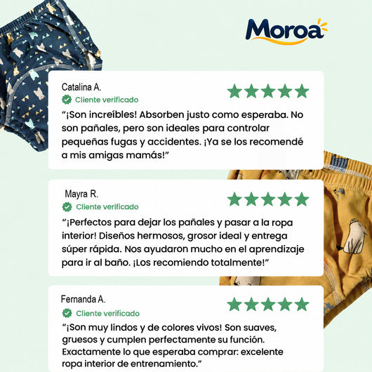 Pañales de transición reutilizables Moroa