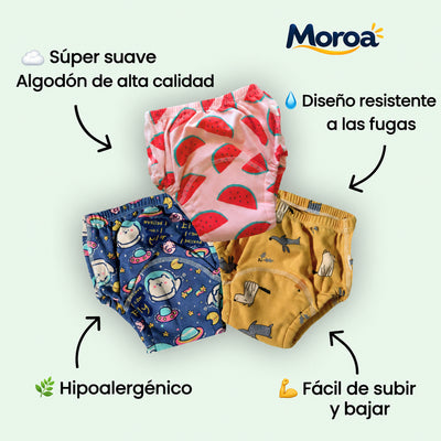 Pañales de transición reutilizables Moroa